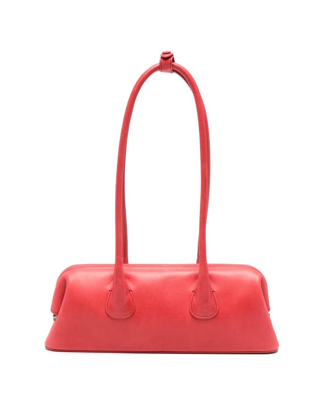 OSOI Red Mini Boat Leather Tote Bag