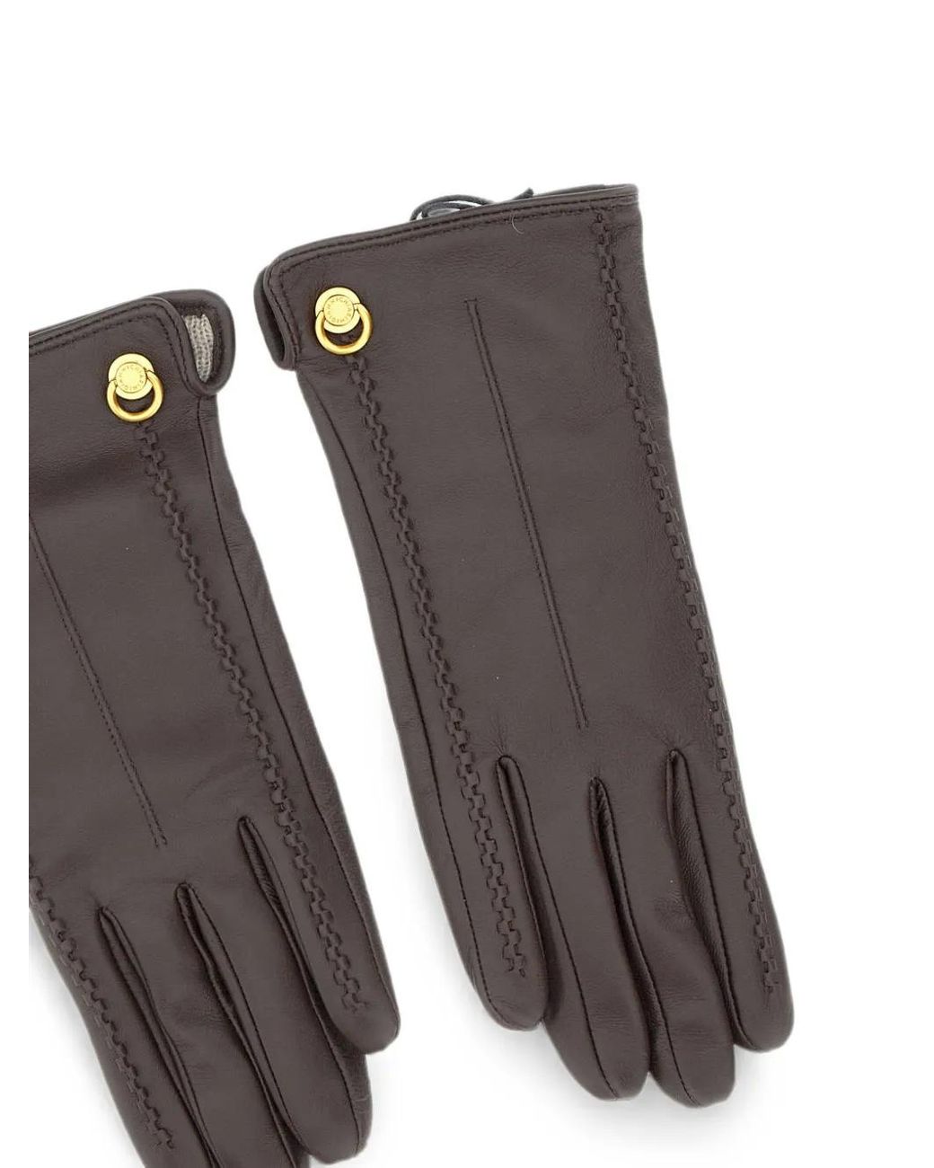 Gianni Chiarini Brown Logo-Rivet Suede Gloves