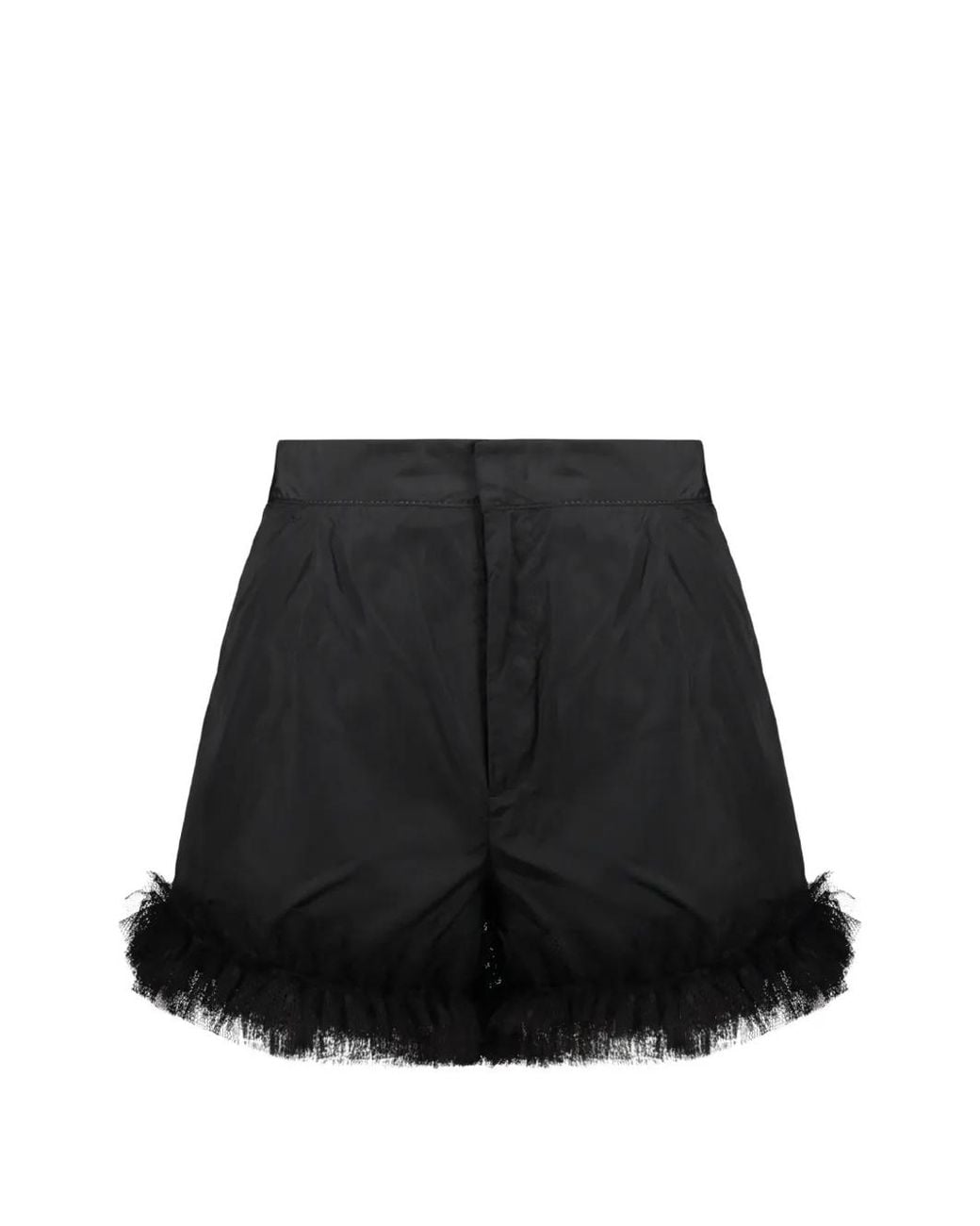 RED Valentino Black Tulle-Trim Ruffled Shorts