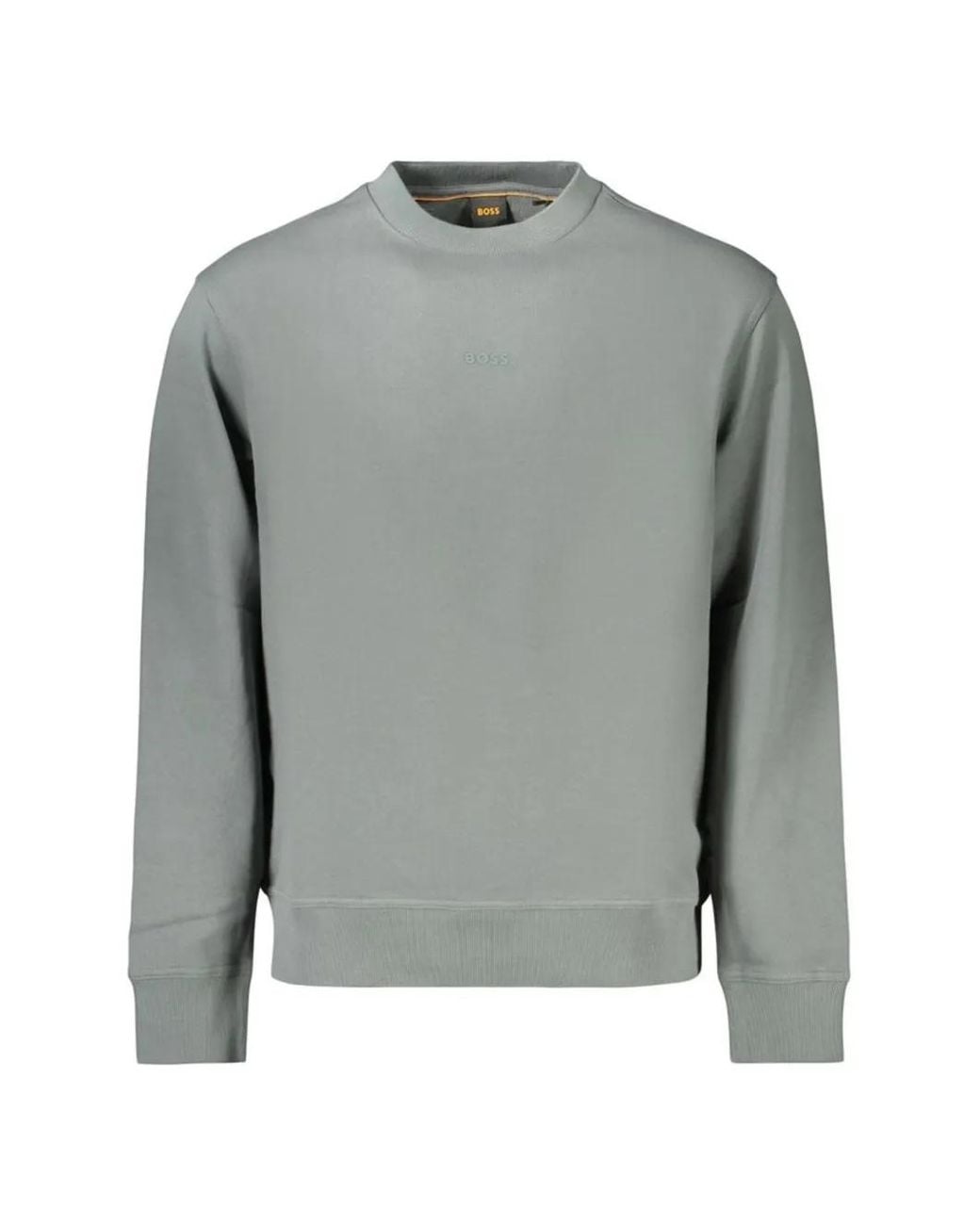 Boss Gray Logo-Embroidered Crew-Neck Sweatshirt for men