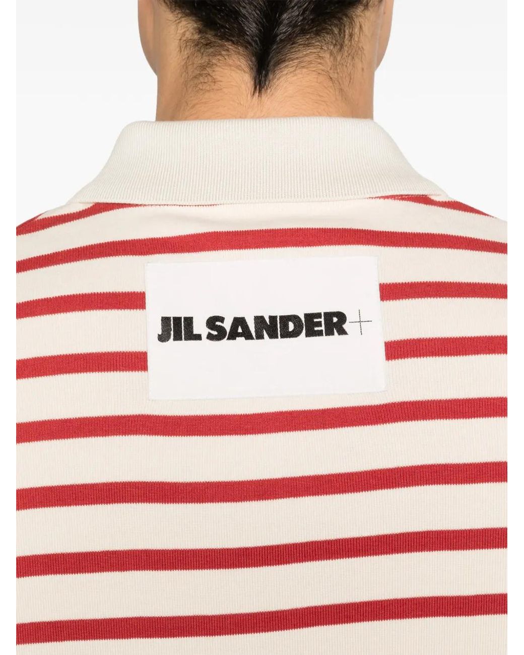 Jil Sander Red Striped Zip Polo Shirt for men