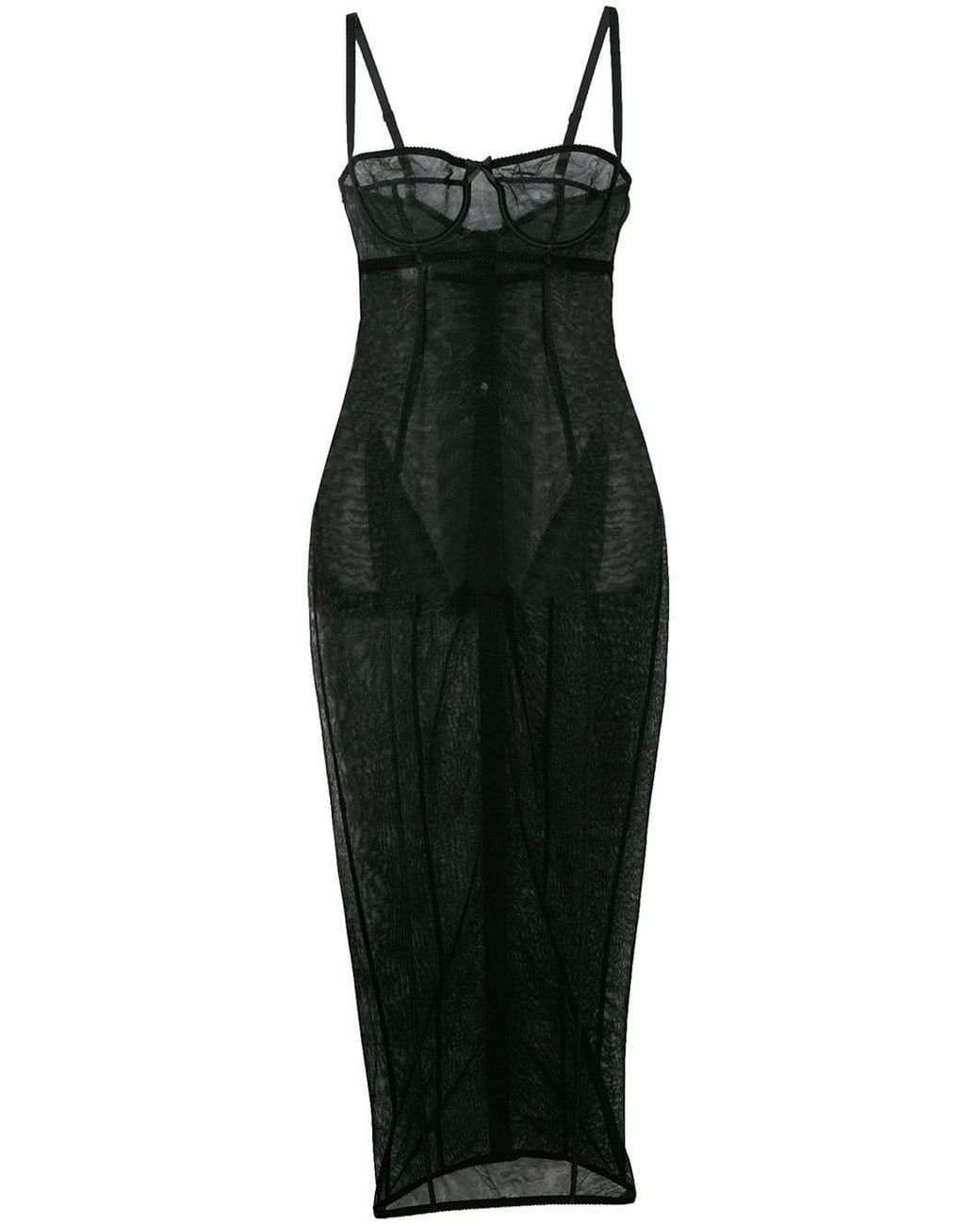 Dolce Gabbana Sheer Mesh Dress in Black Lyst