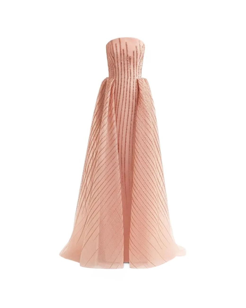 Gemy Maalouf Pink Strapless Embellished Gown