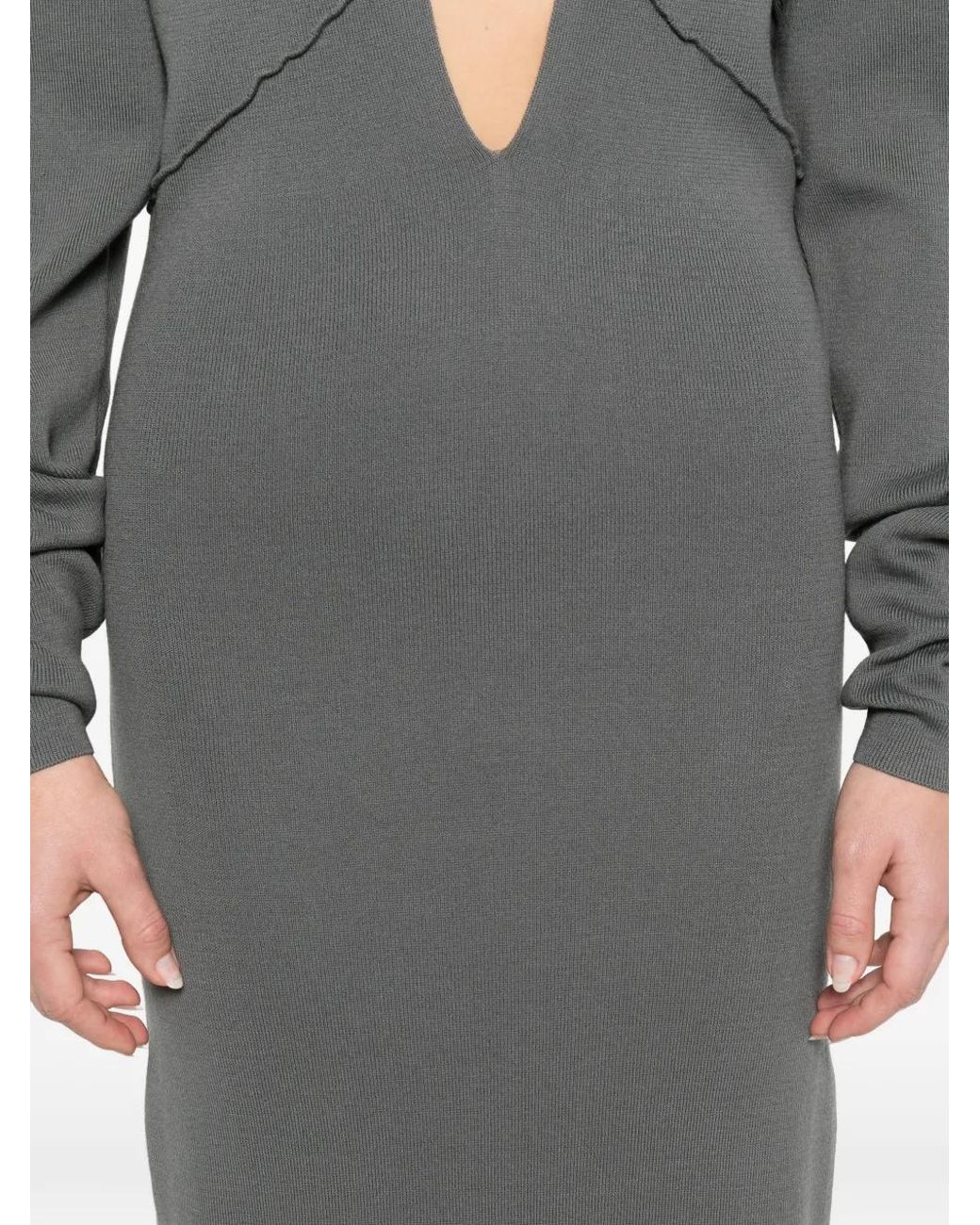Entire studios Gray Rallel V-Neck Long-Sleeve Maxi Dress