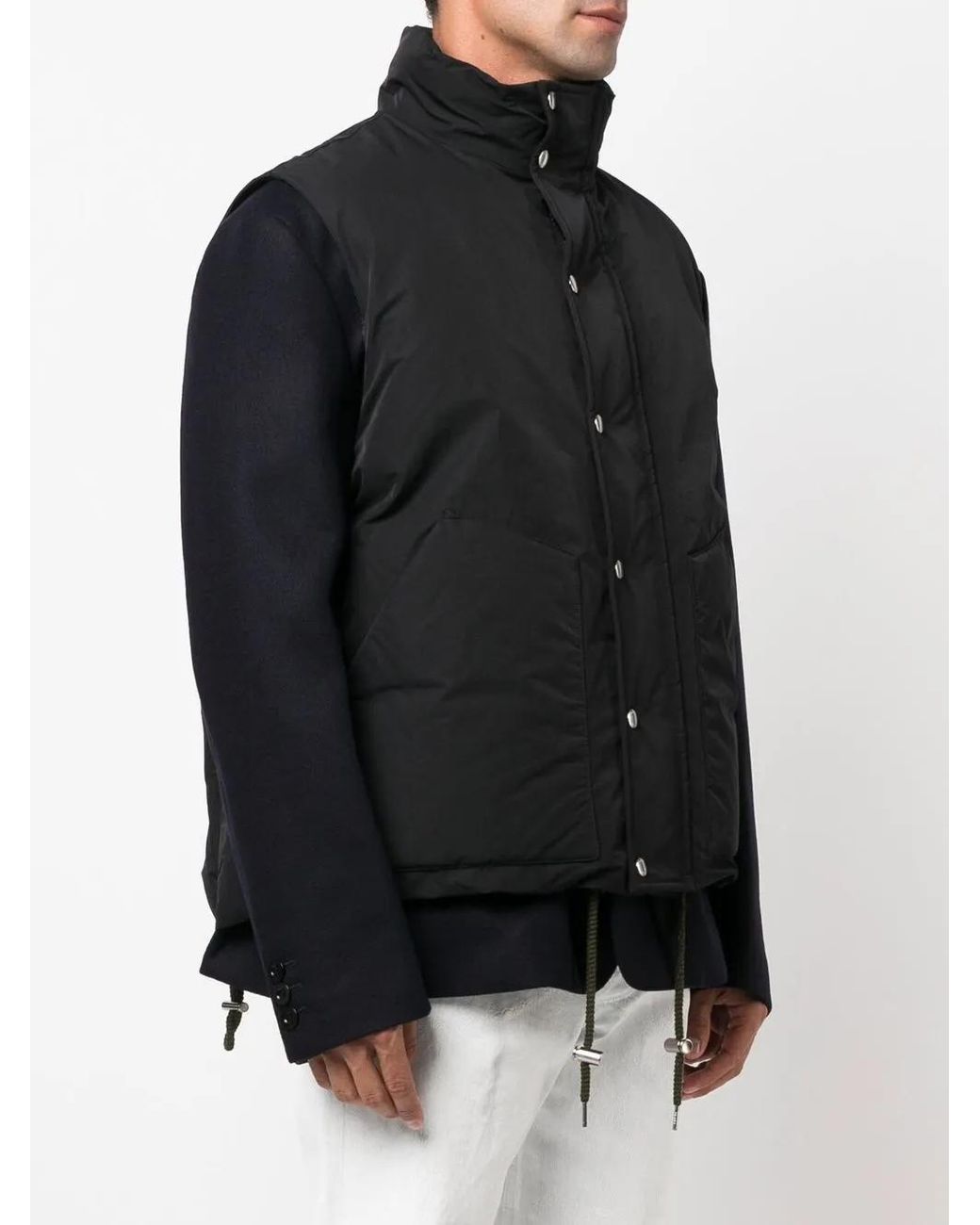Sacai Black Double-Layer Gilet Wool Jacket for men