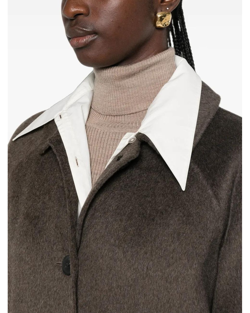 The Dynamis Studio Brown Single-Breasted Wool-Blend Coat