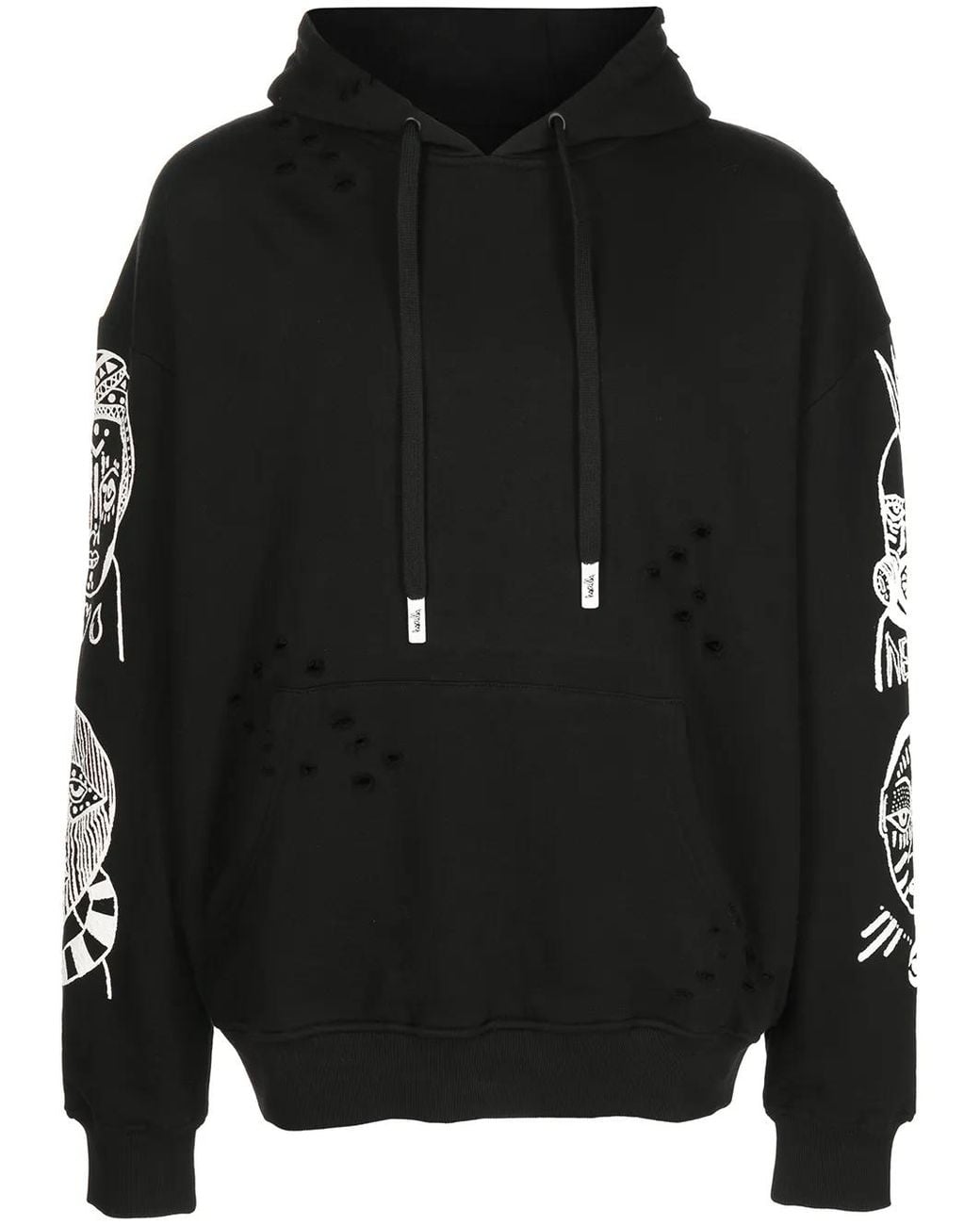 Haculla Black Graphic-Print Distressed Hoodie for men