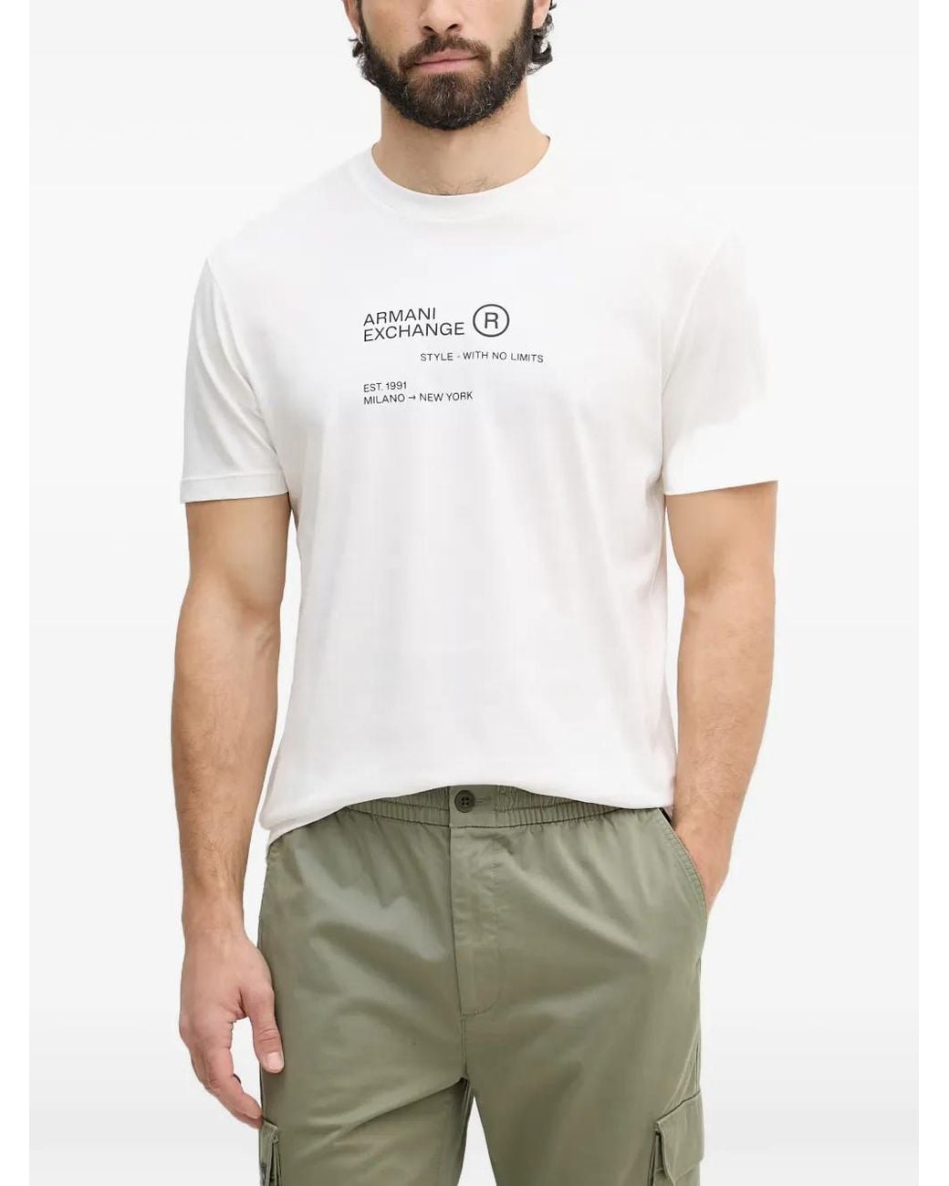 ARMANI EXCHANGE White Logo-Print Short-Sleeve T-Shirt for men