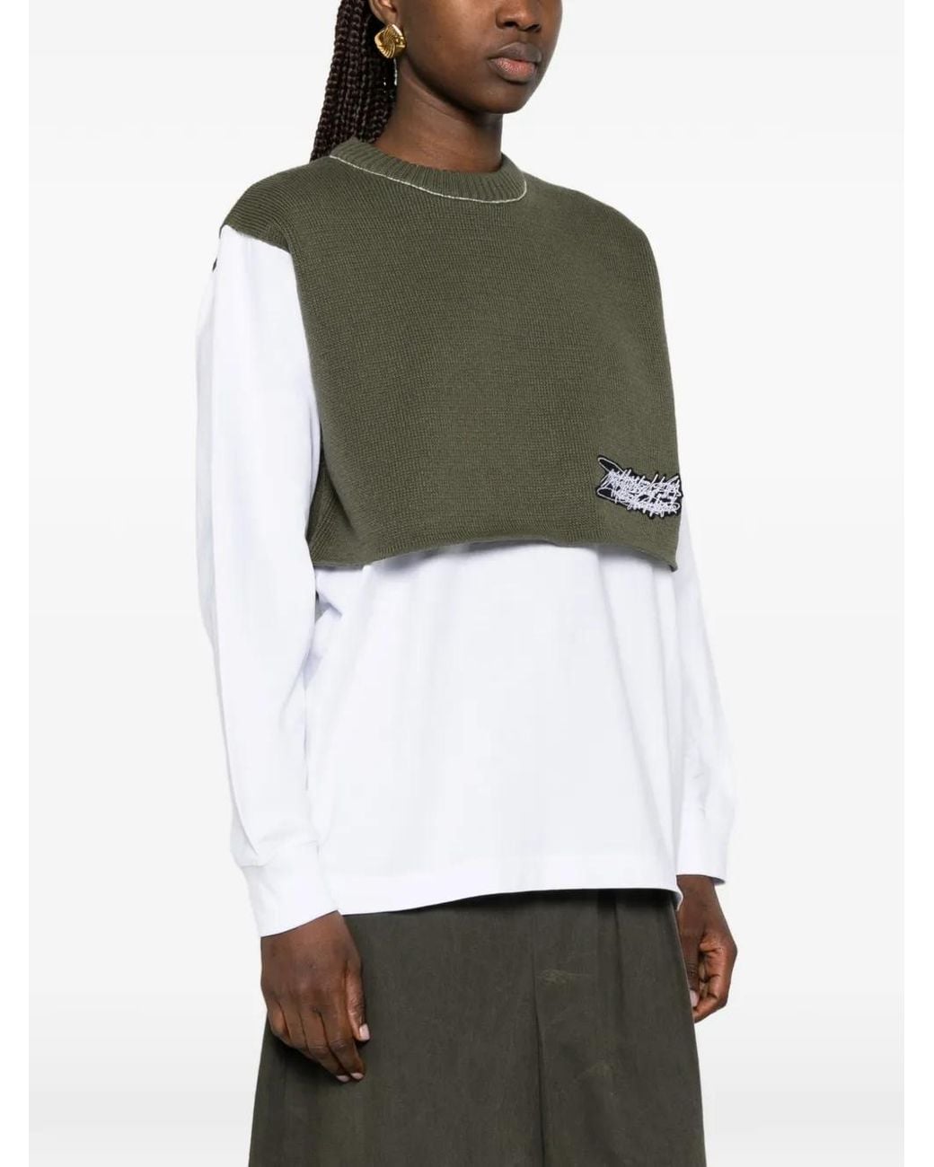 GR10K Green Logo-Patch Knitwear