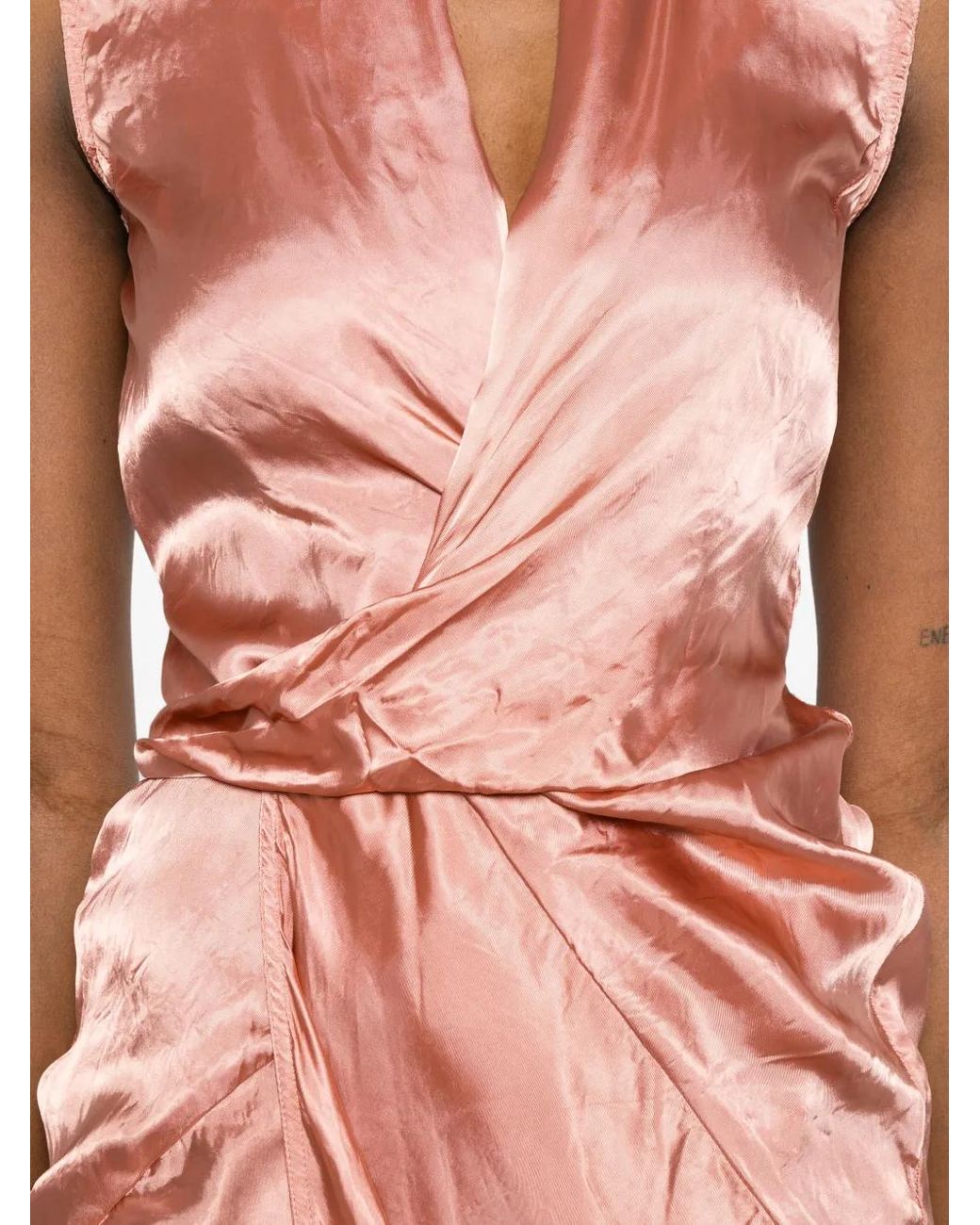 Rick Owens White Wrap Sleeveless Midi Dress