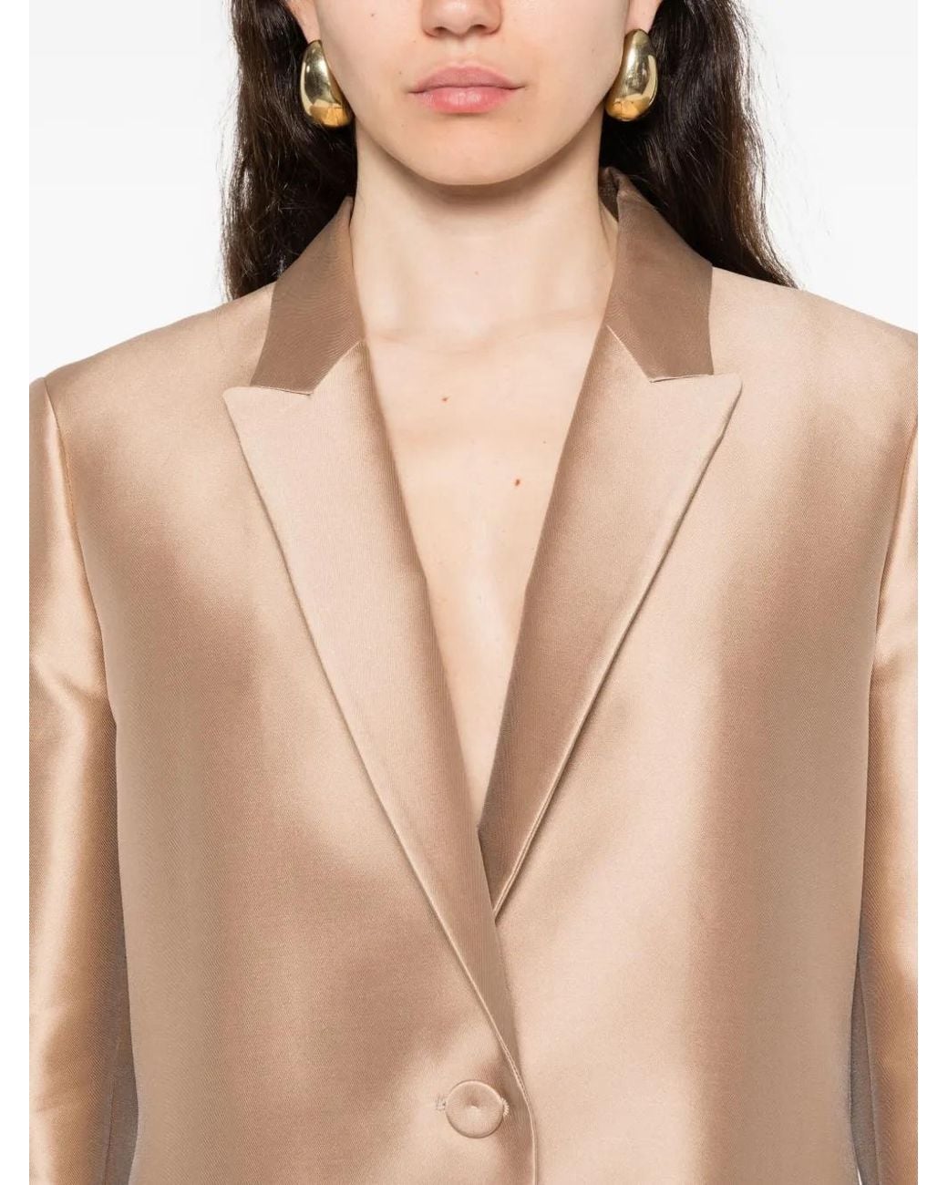 Chaqueta Con Solapas De Pico Alberta Ferretti de color Natural