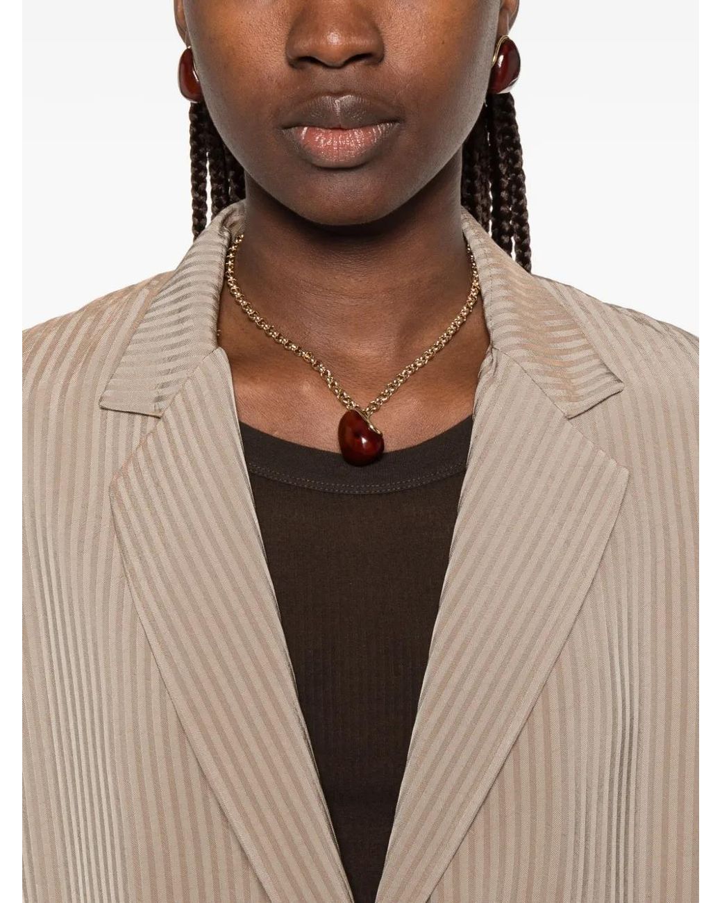 Uma Wang Natural Kali Stripe Single-Breasted Blazer