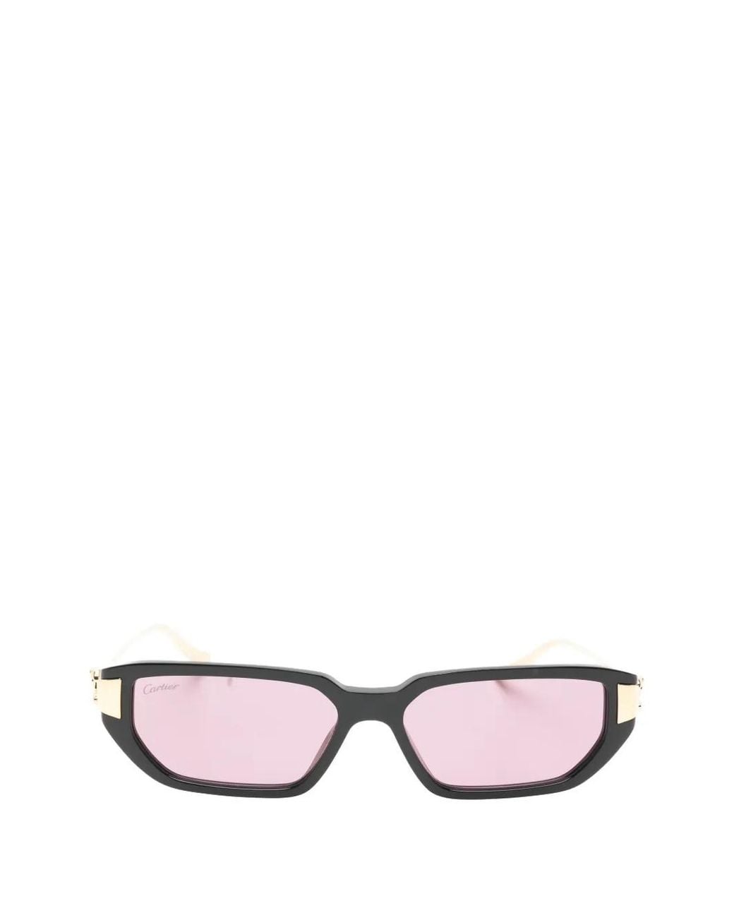 Cartier Pink Rectangle-Frame Sunglasses