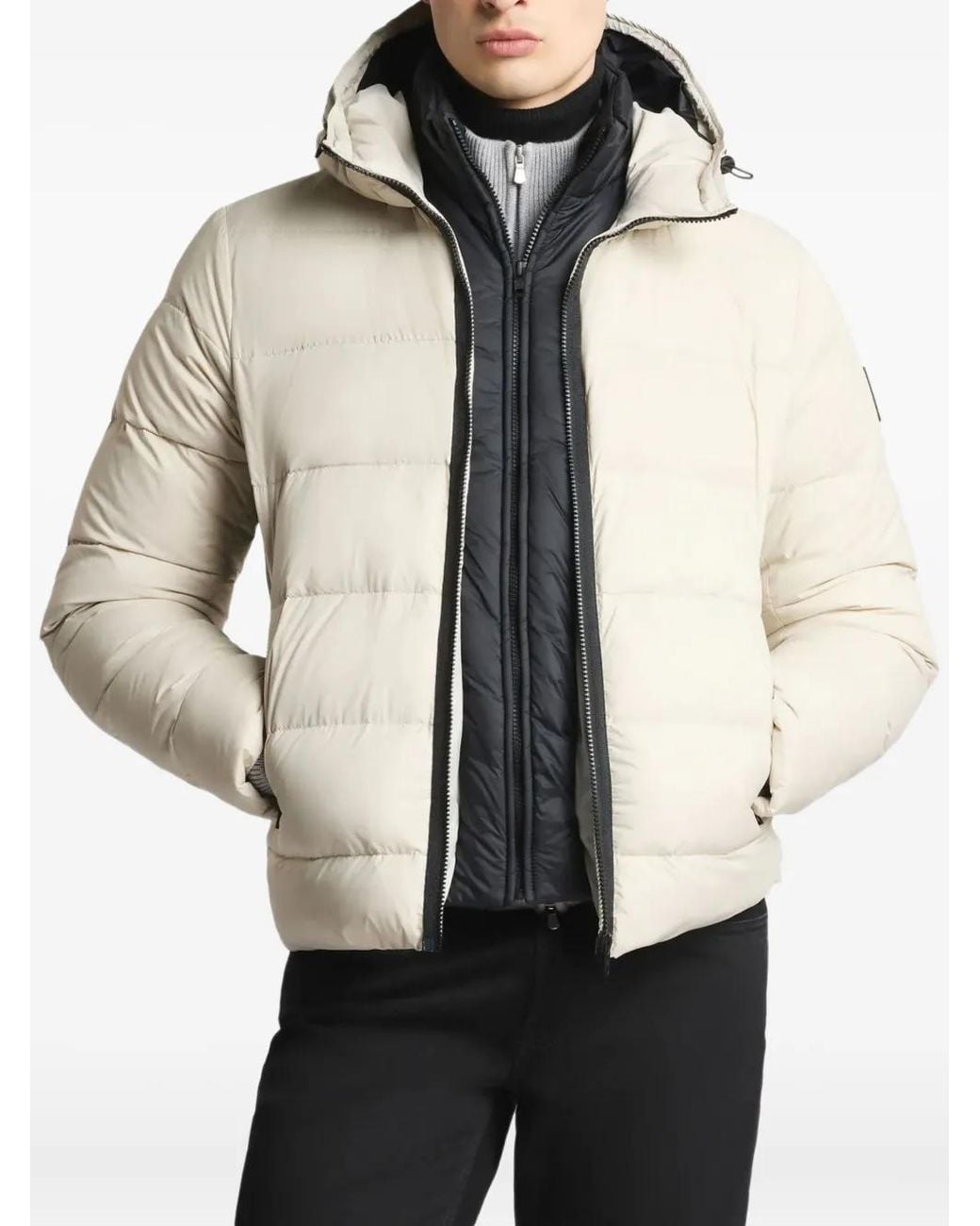Fay Natural Quilted Hooded Jacket for men
