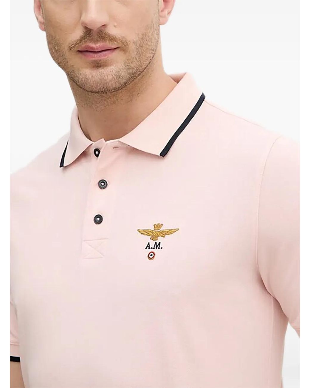 Aeronautica Militare Pink Polo En Coton for men