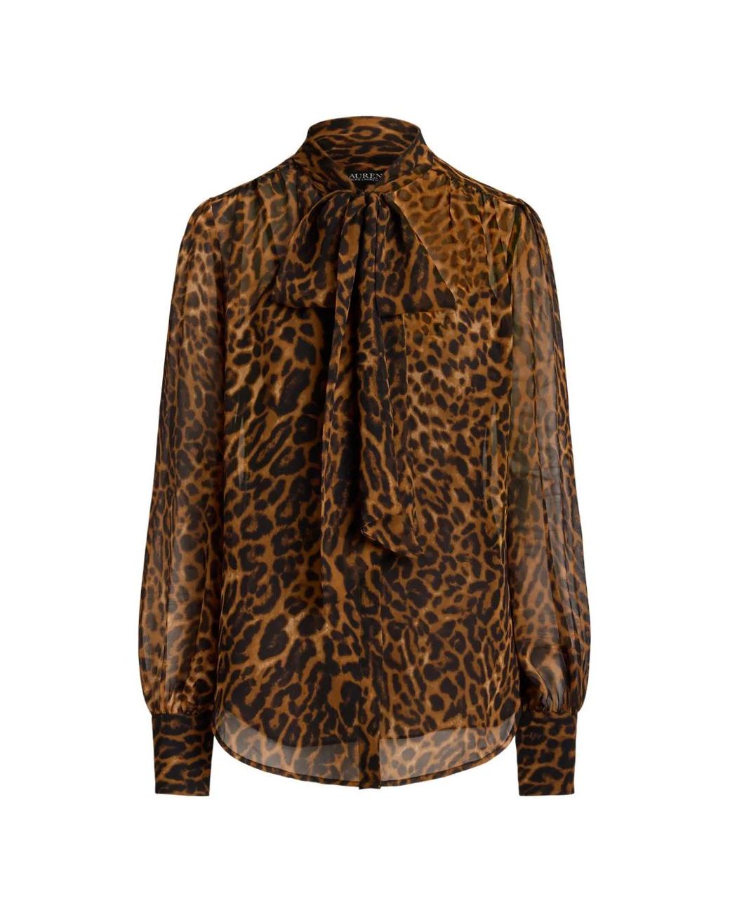 Ralph Lauren Brown Leopard-Pattern Blouse