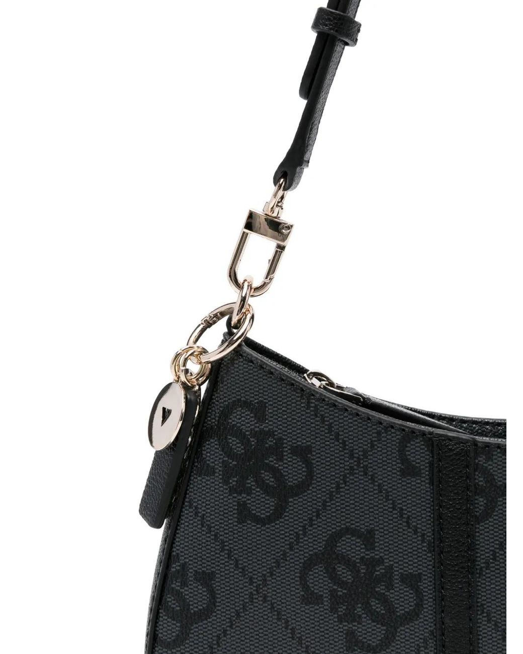Guess Black Noelle Patterned Charm Shoulder Bag