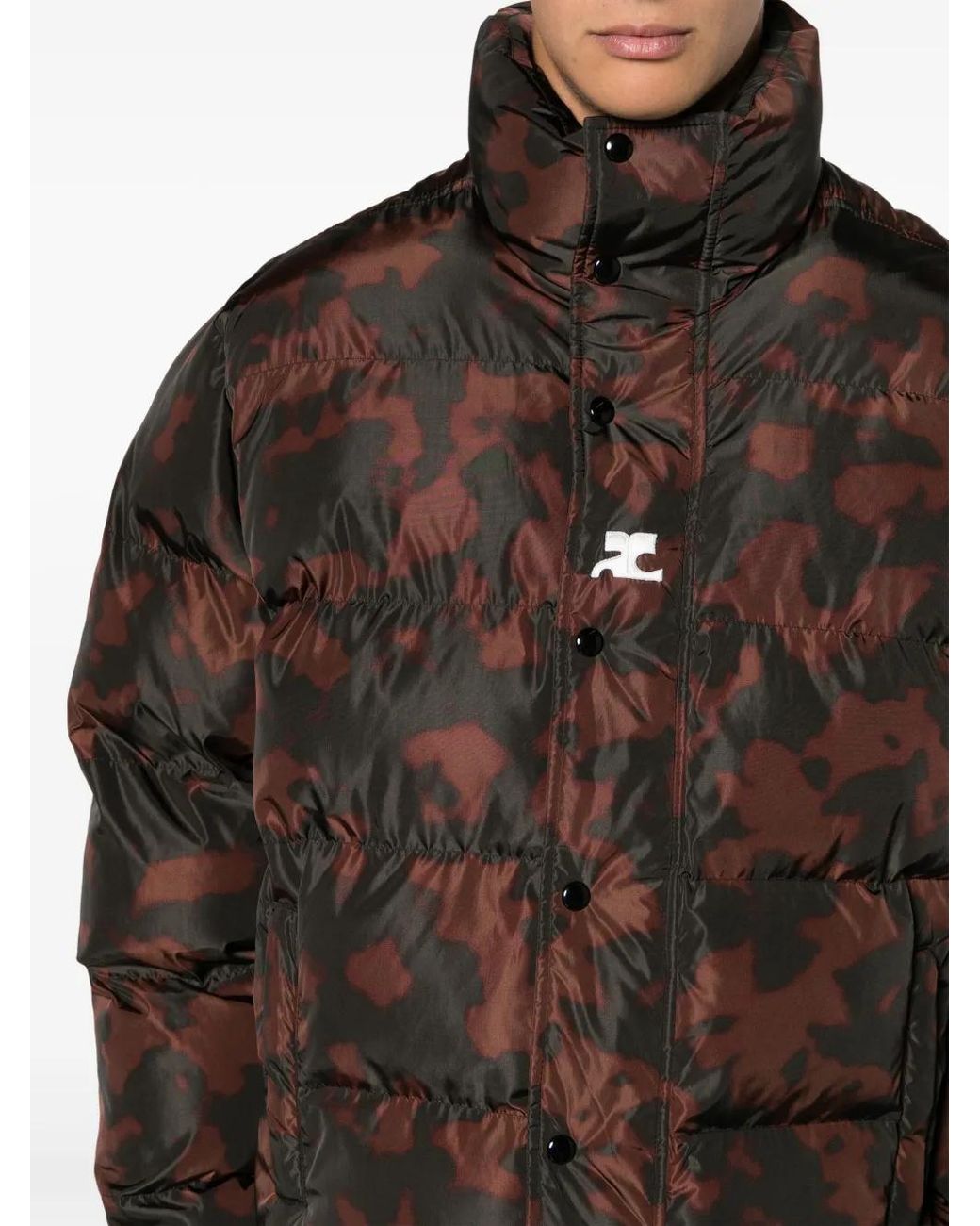 Courreges Black Camouflage-Print High-Neck Padded Jacket for men