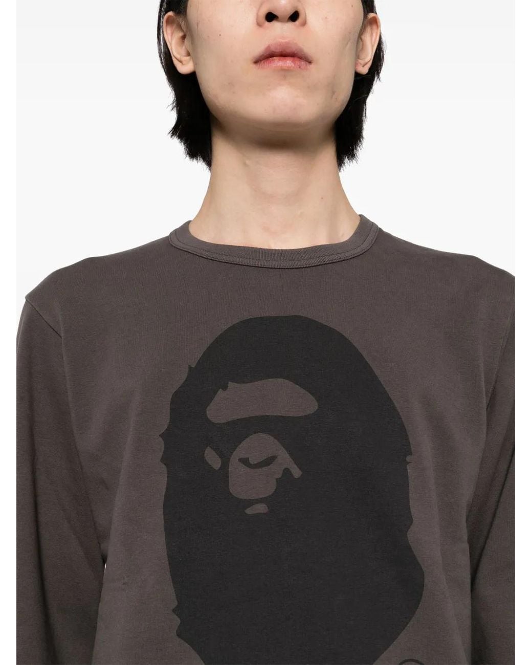 A Bathing Ape Gray Ape Head Brushed-Cotton Sweatshirt for men