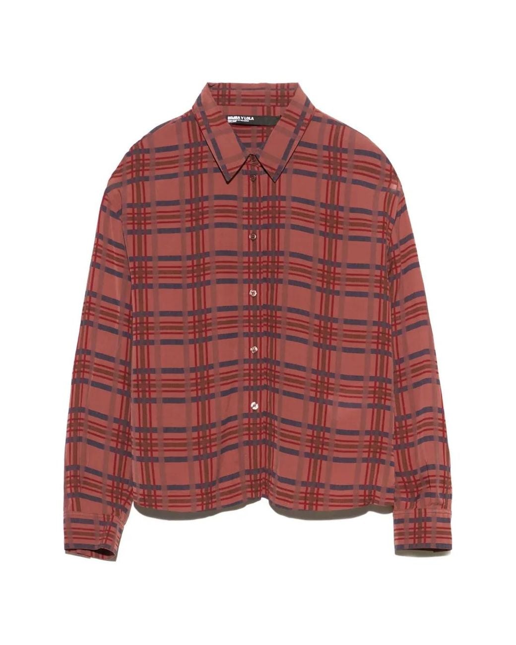 Bimba Y Lola Red Garnet Checked Boxy Fluid Shirt