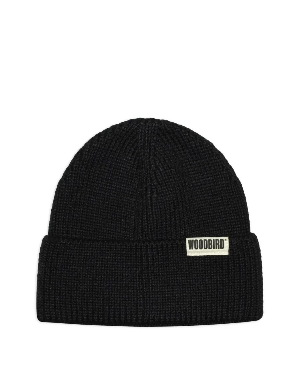 Woodbird Black Yupa Long Ribbed-Knit Beanie Hat
