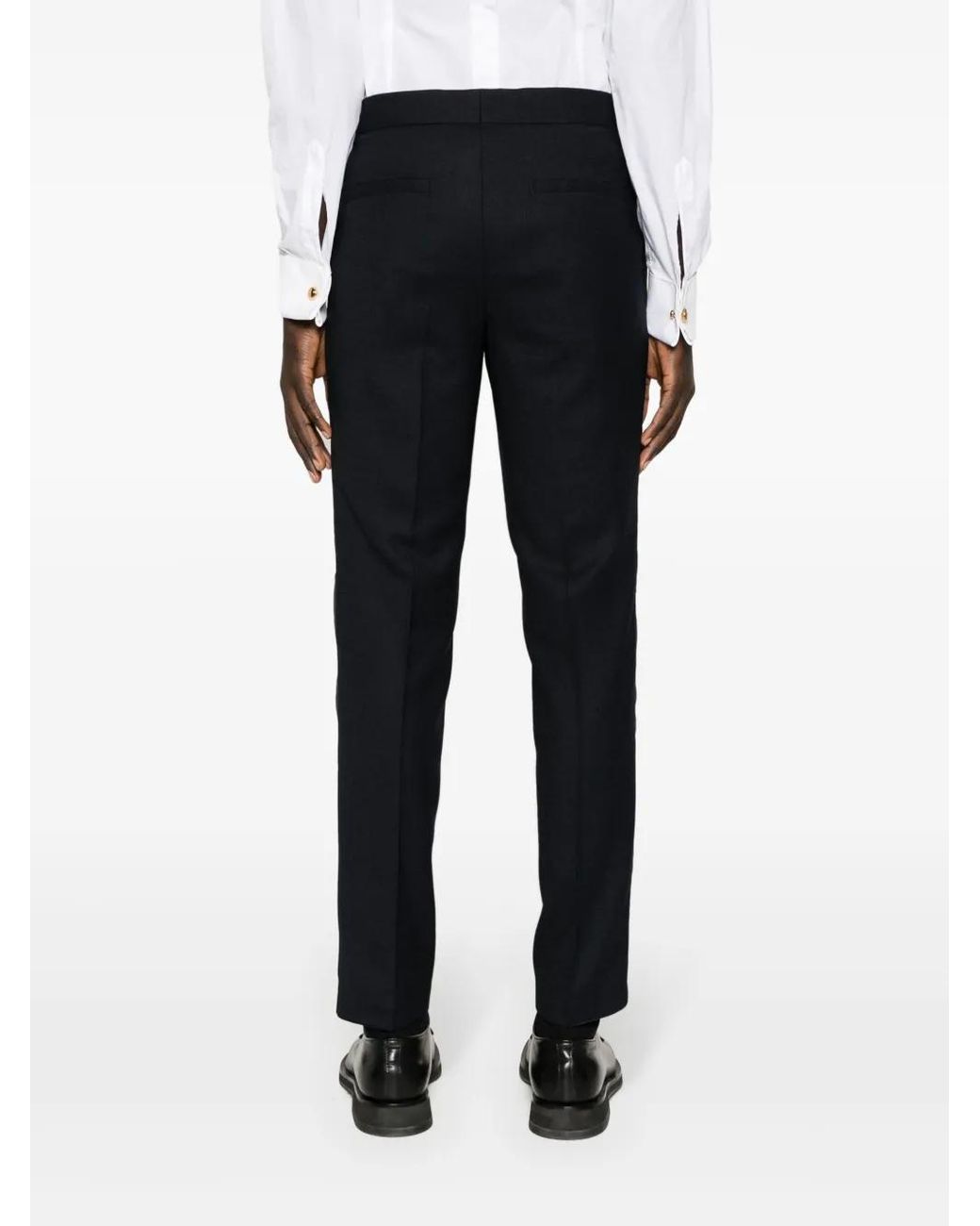 HUGO Black Satin-Trim Tailored Trousers for men