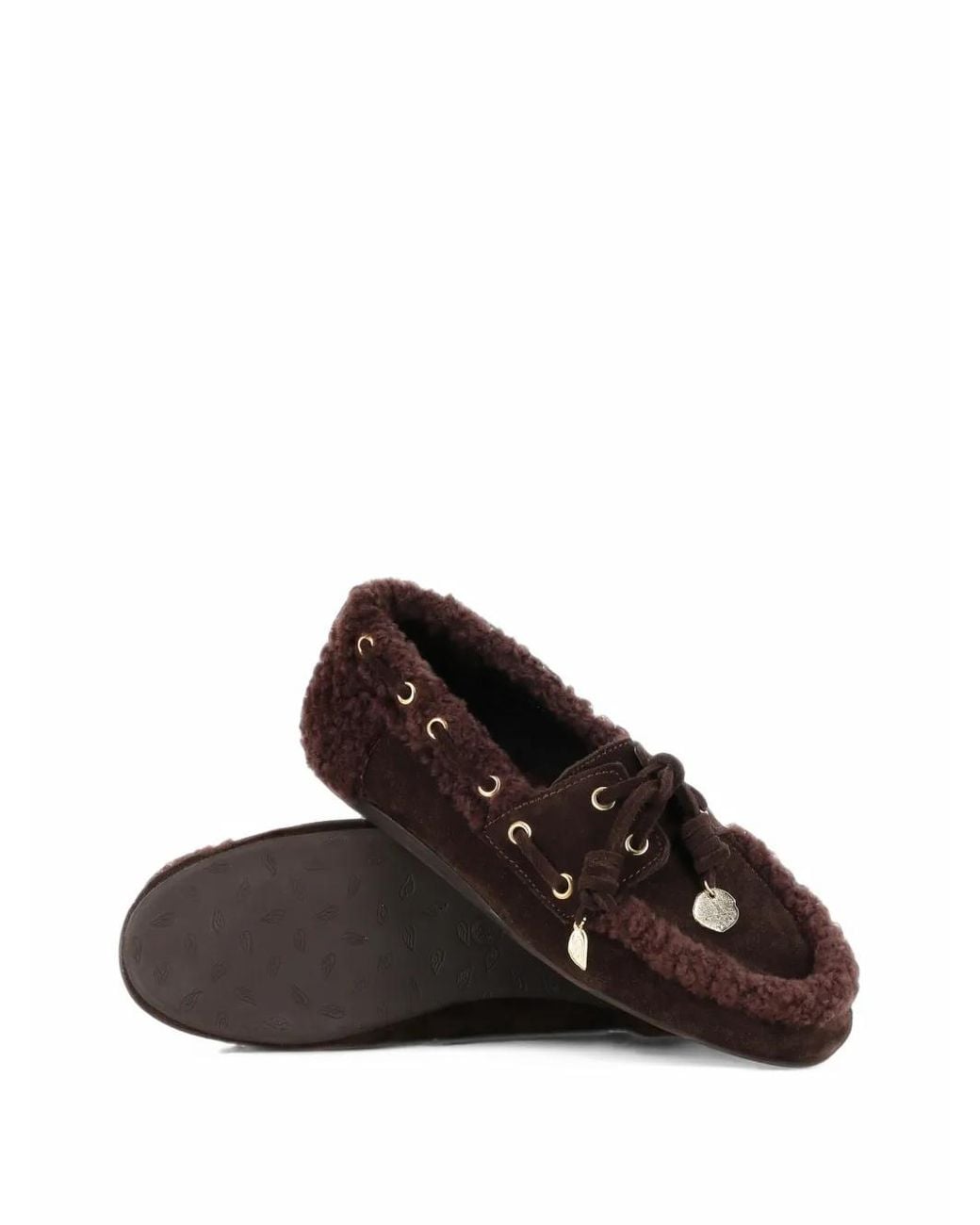 Ancient Greek Sandals Brown Pliaria Shearling-Trim Suede Loafers