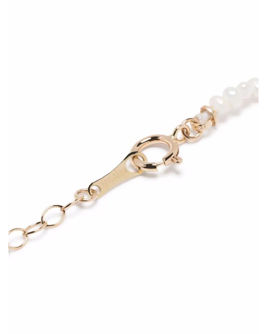 Mizuki White 14Kt Long Dancing Pearl Large Diamond Feather Necklace
