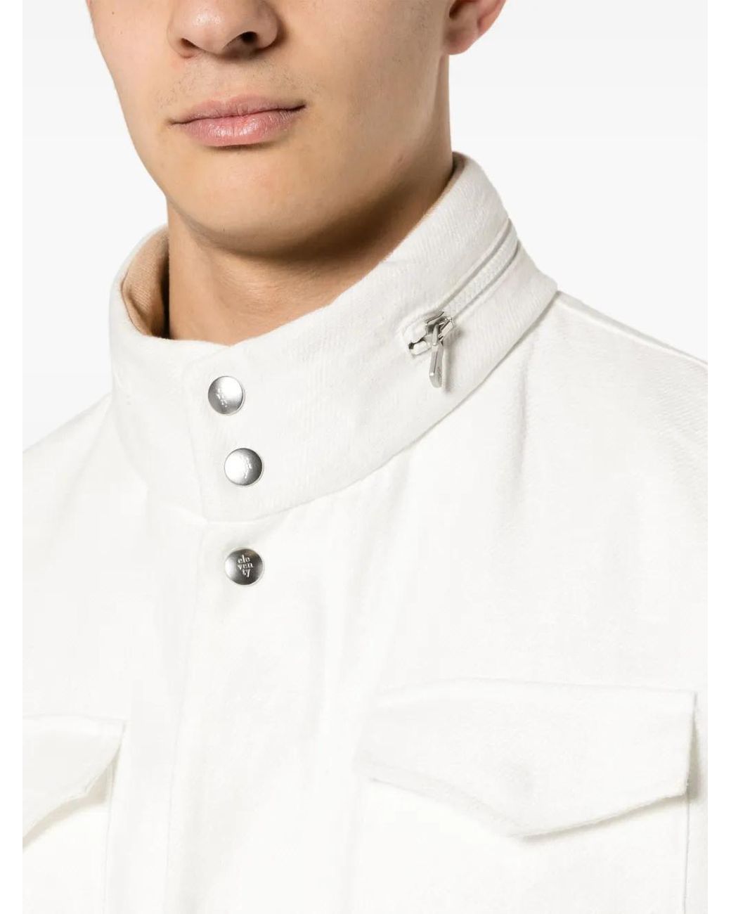 Eleventy White Linen Field Jacket for men