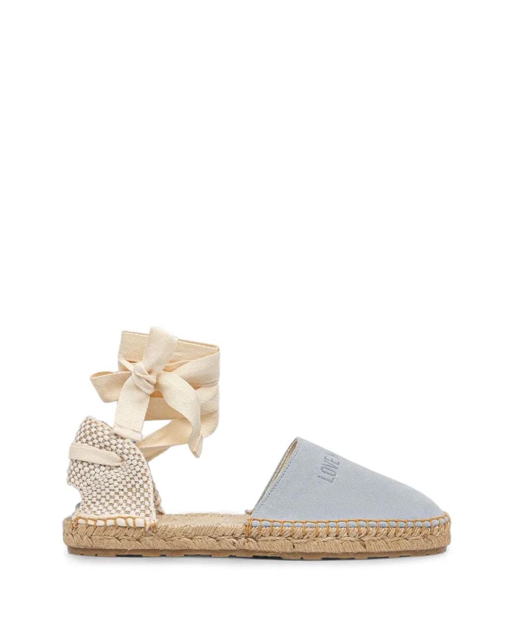 Love Moschino White Logo-Detailed Tie-Fastening Espadrilles