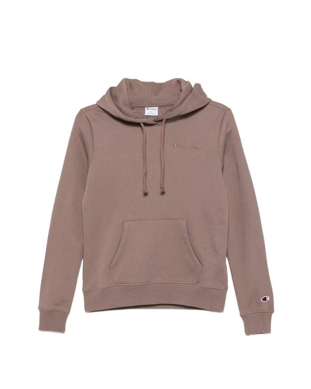 Champion Brown Logo-Embroidered Drawstring Hoodie
