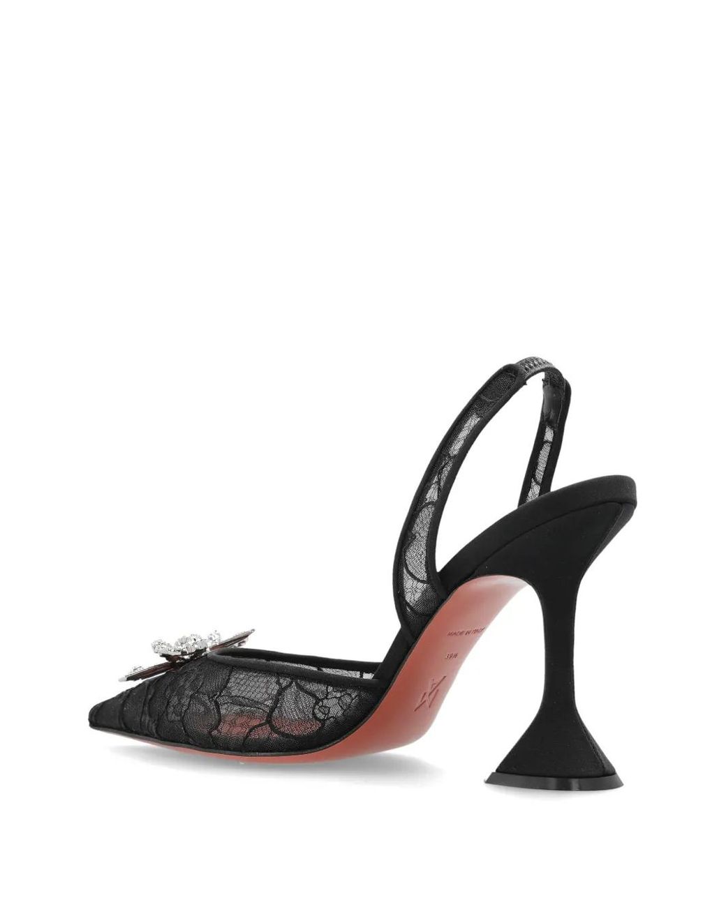 AMINA MUADDI White Lace Pumps With 95Mm Signature Heel And Crystal-Embellished Bow