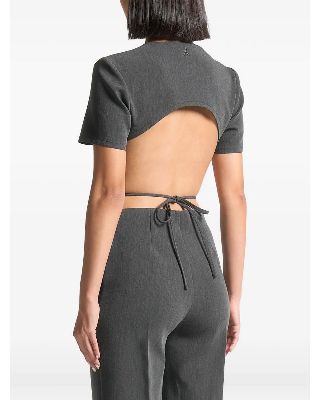 Manière De Voir Black Curved-Hem Backless Top With Tie