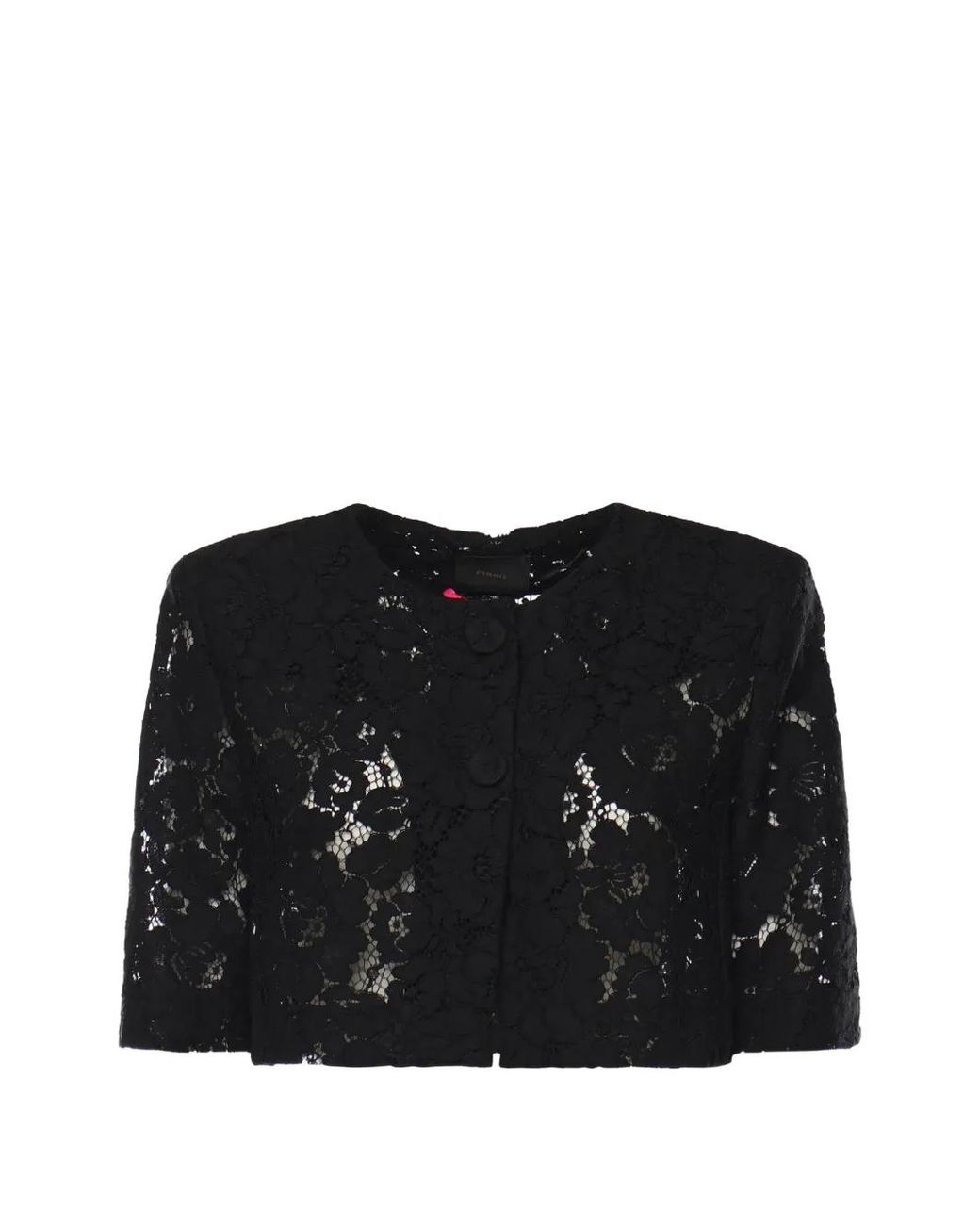 Pinko Black Lace Spencer Button-Up Cotton Jacket