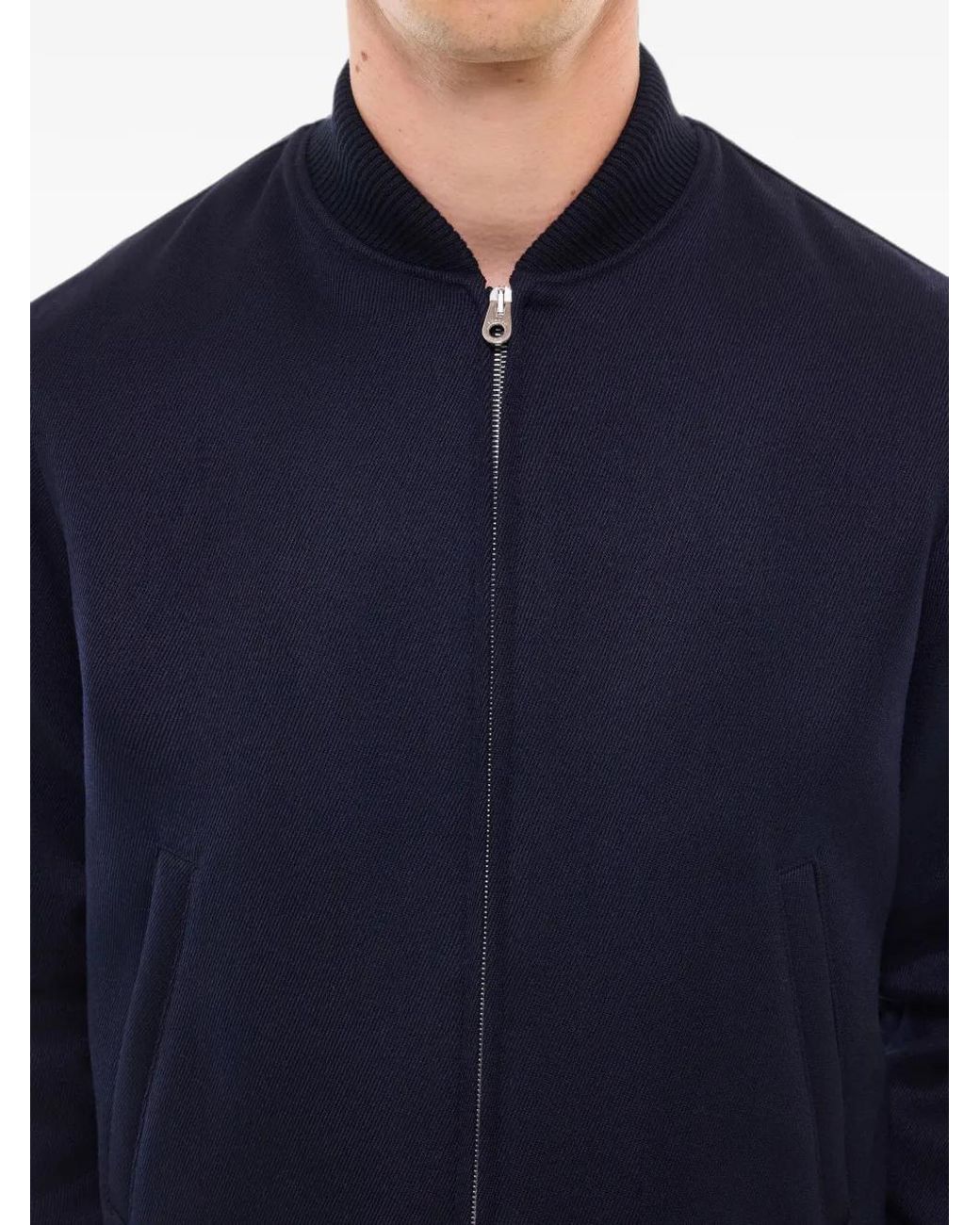 Fursac Blue Zip-Up Ribbed-Trim Jacket for men