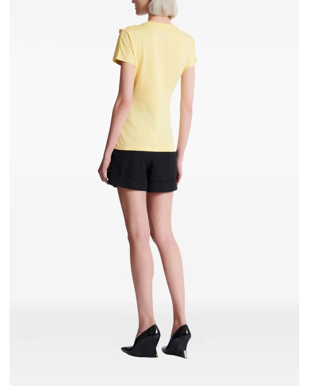 Balmain Yellow Draped T-Shirt With Buttons