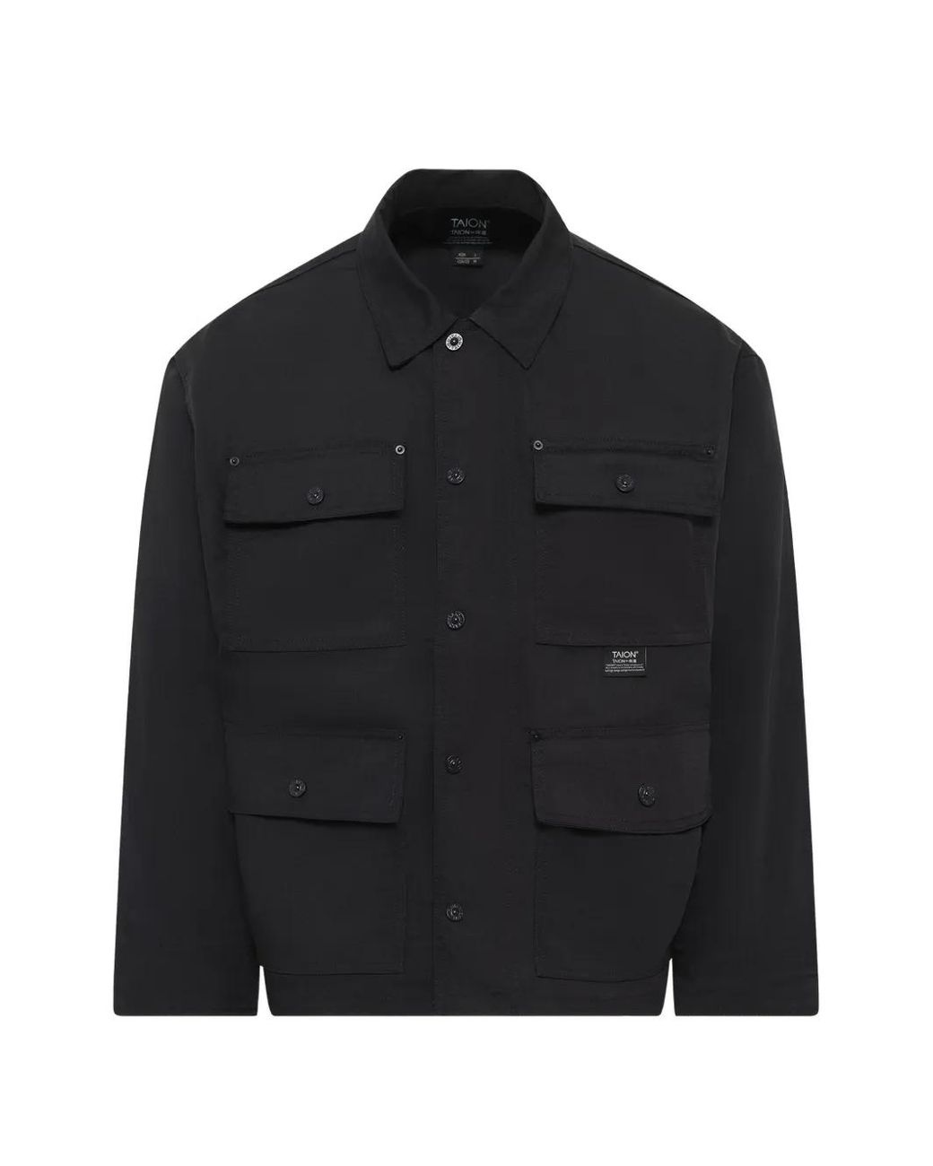 Taion Black Non Down Button-Up Shirt Jacket for men