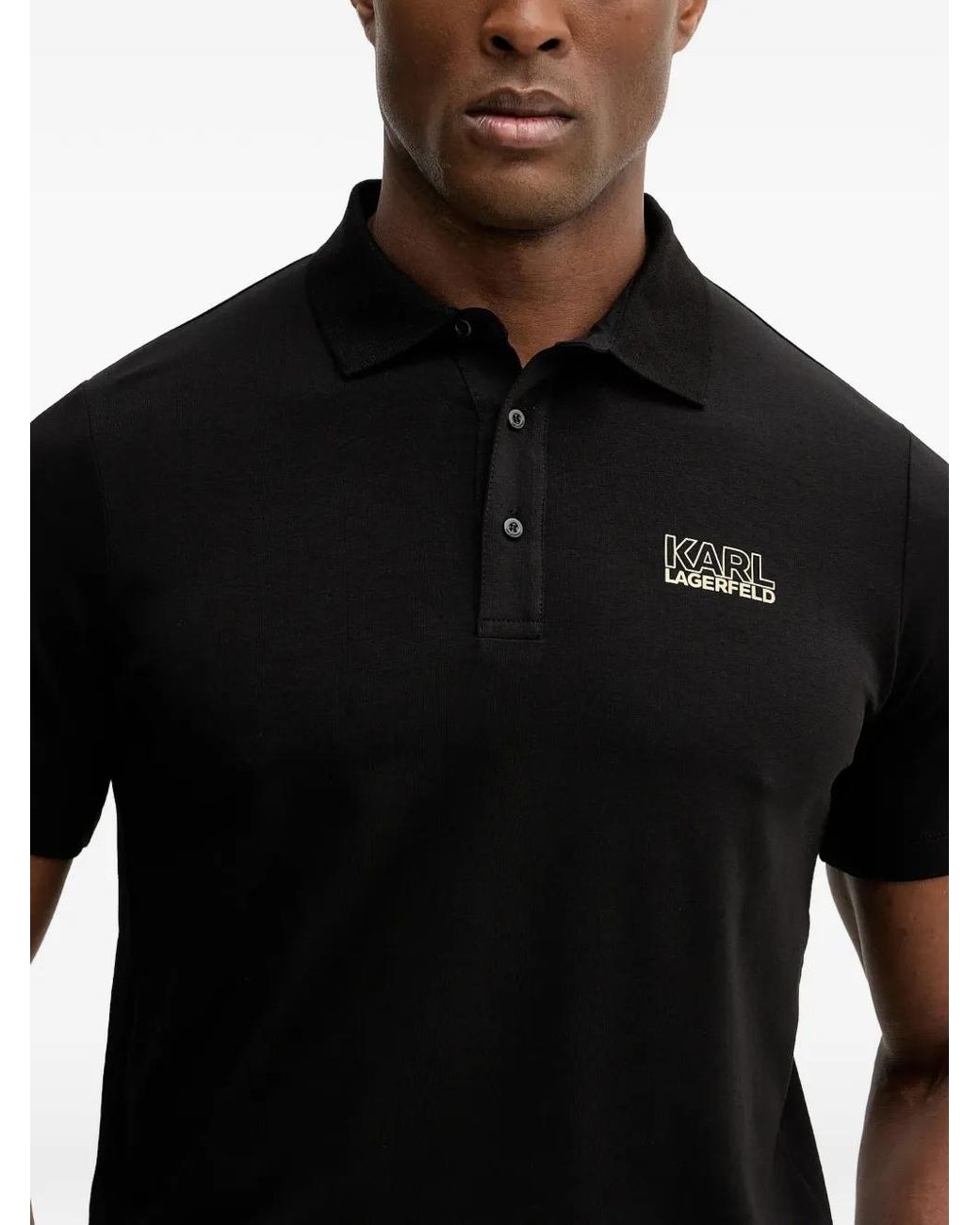 Karl Lagerfeld Black Logo Polo Shirt for men
