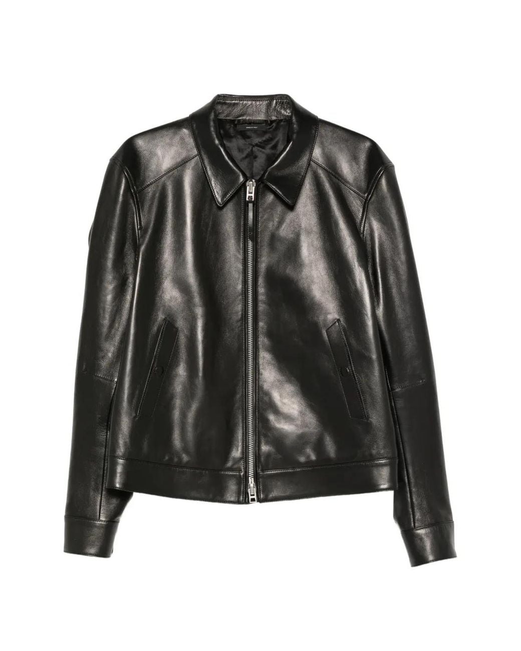 Tom Ford Black Nappa Blouson With Pointed Collar And Full Zip Fastening for men