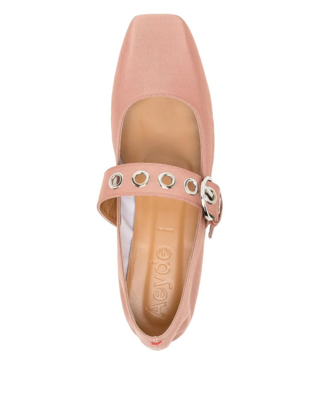 Aeyde Pink Uma Eyelet Grosgrain Coral Ballet Flats