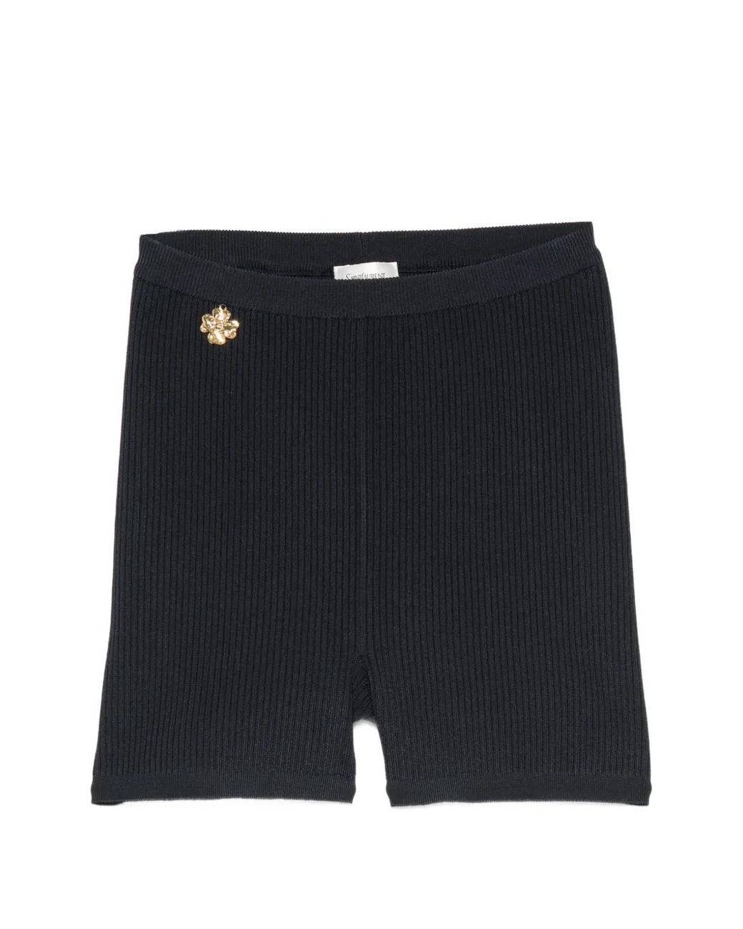 Saint Laurent Black Rib-Knit Cycling Shorts