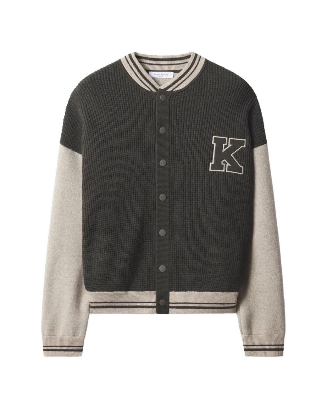 Maison Kitsuné Black Logo-Patch Panelled Cardigan for men
