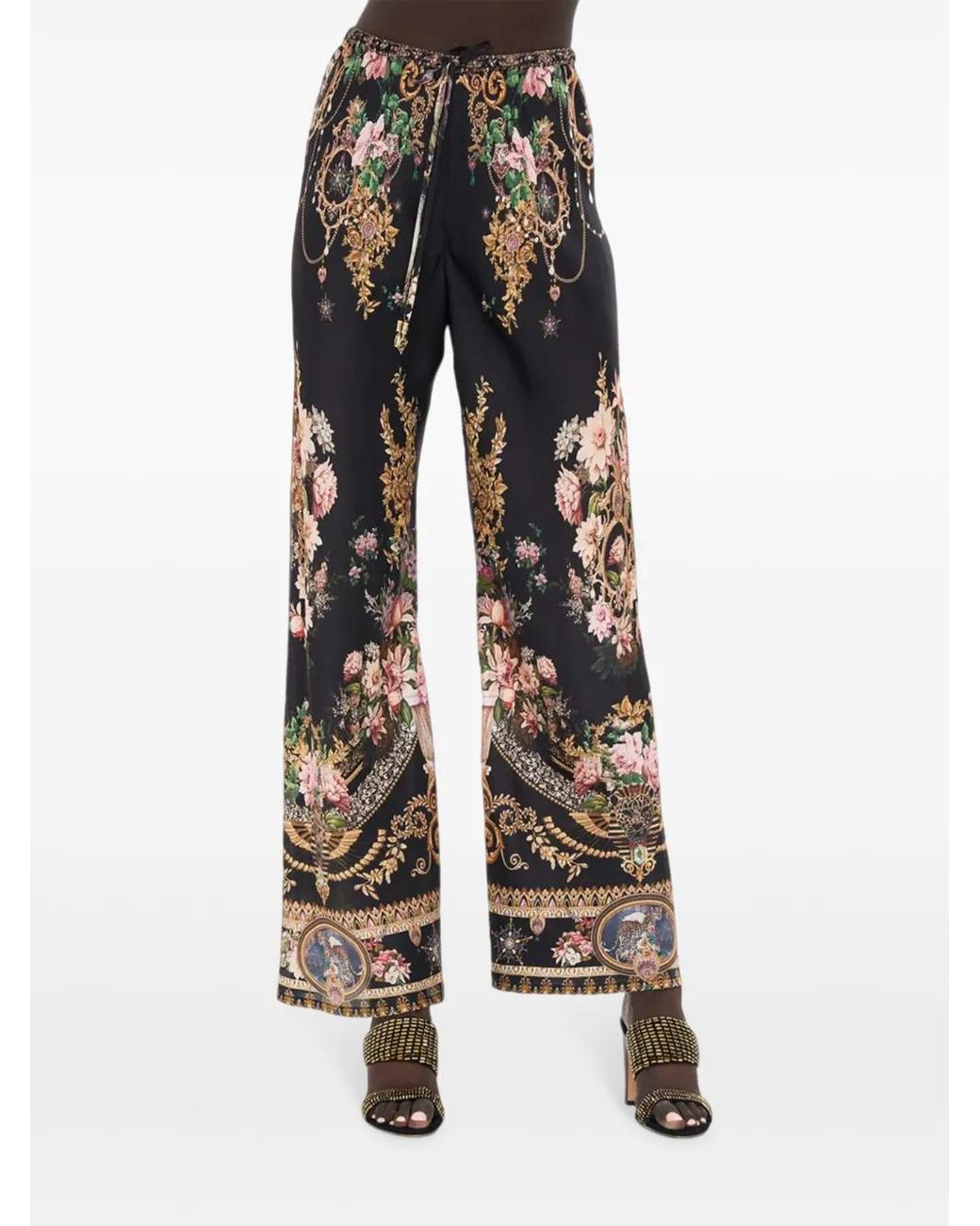 Camilla Black Graphic-Print Trousers