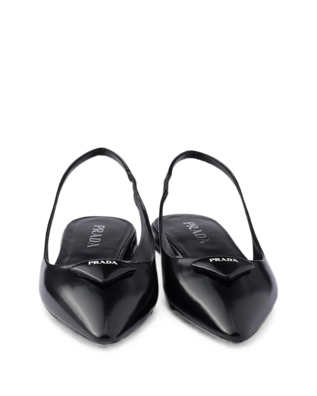 Prada White Pointed-Toe Slingback Ballet Flats