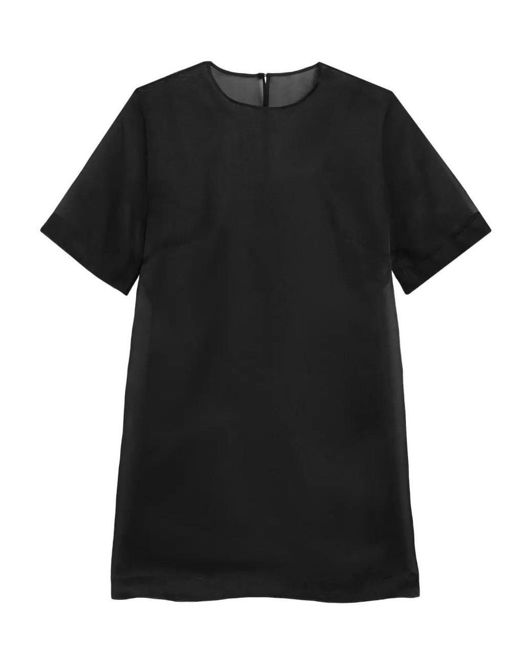 AMI Black Silk Mini Trapeze Dress