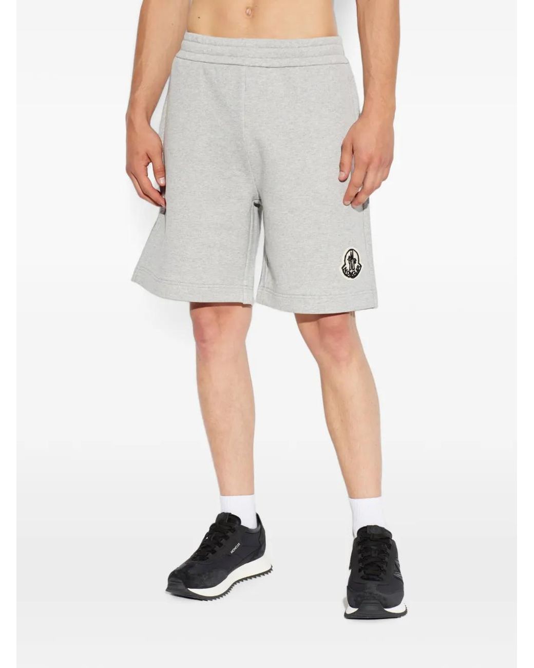 Moncler Gray Logo-Patch Shorts for men