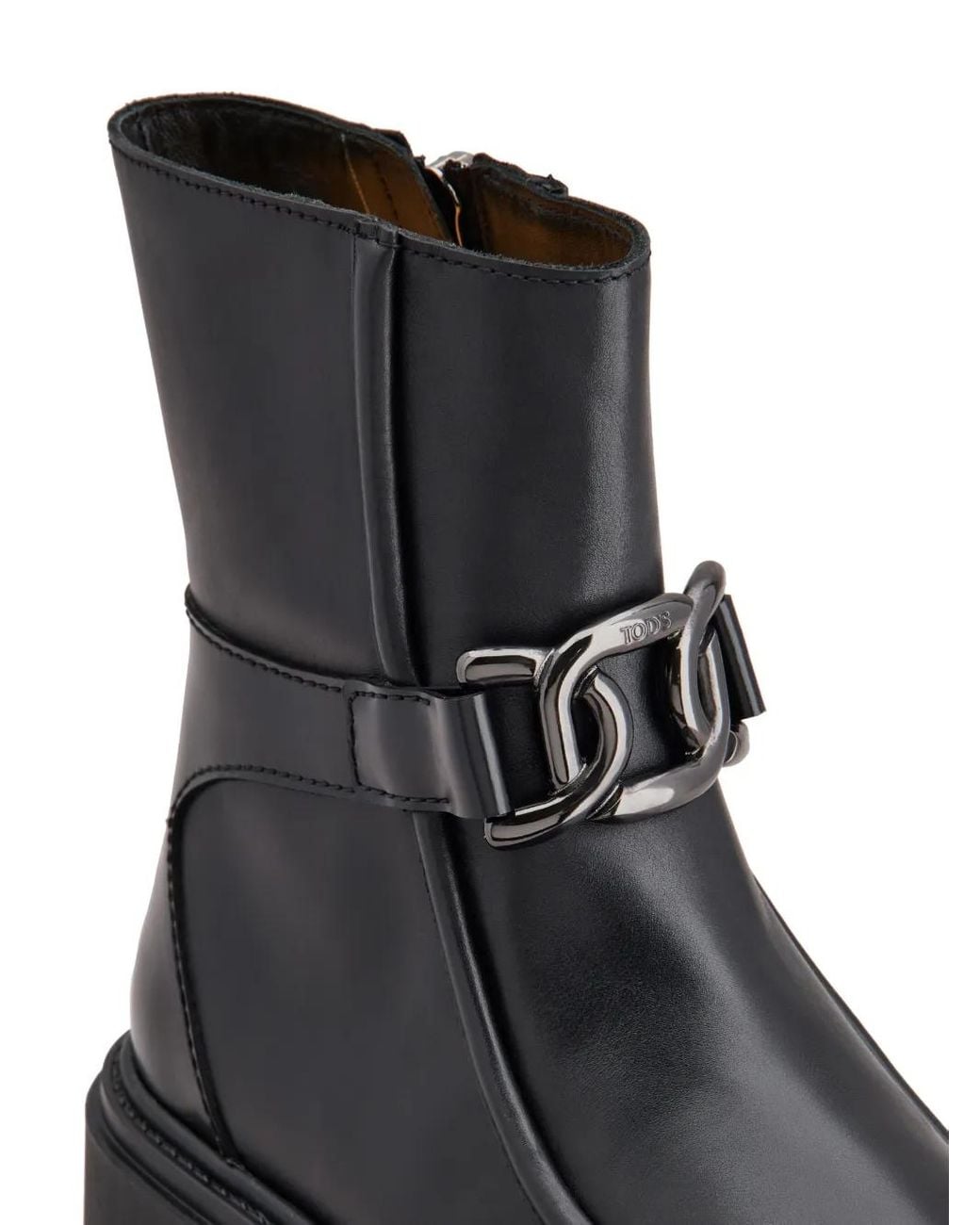 Tod's Black Logo-Engraved Zipped Leather Boots