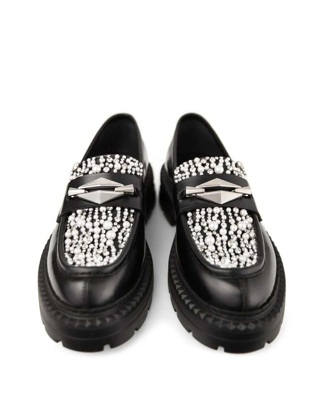 Jimmy Choo Black Marlow Diamond Loafers