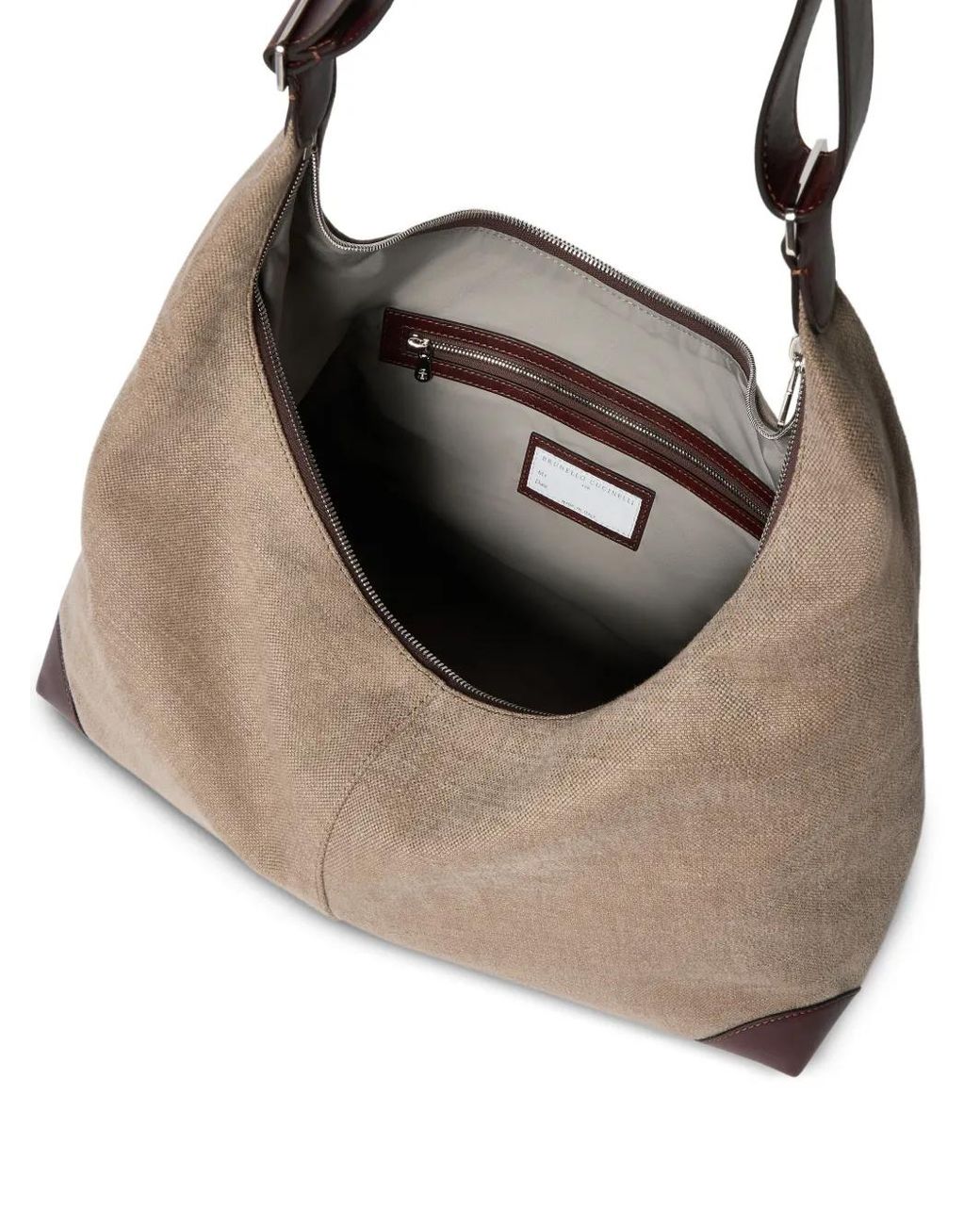 Brunello Cucinelli Brown Water-Resistant Canvas And Burnished Calfskin Messenger Bag for men