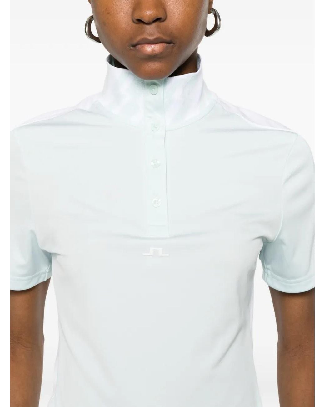 J.Lindeberg White Button Panelled Polo Top